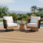 Christopher Knight Home Taeyang - Sedie Girevoli Moderne da Esterno in Acacia con Cuscini e Design in Corda (Set da 2)