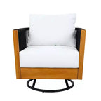Christopher Knight Home Taeyang - Sedie Girevoli Moderne da Esterno in Acacia con Cuscini e Design in Corda (Set da 2)