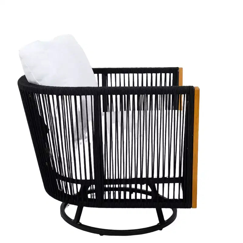 Christopher Knight Home Taeyang - Sedie Girevoli Moderne da Esterno in Acacia con Cuscini e Design in Corda (Set da 2)
