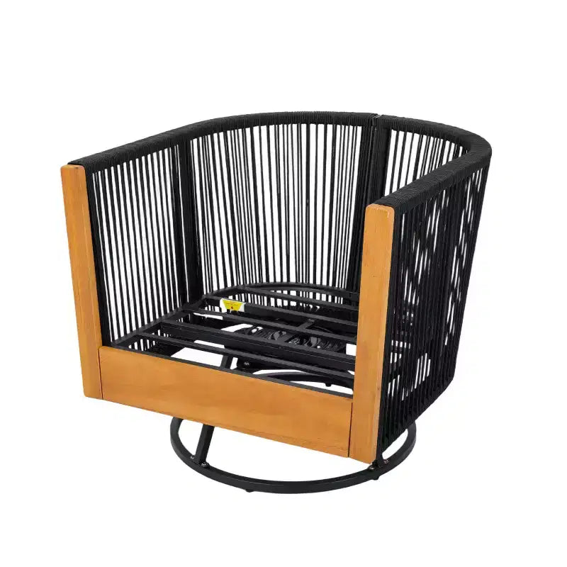 Christopher Knight Home Taeyang - Sedie Girevoli Moderne da Esterno in Acacia con Cuscini e Design in Corda (Set da 2)