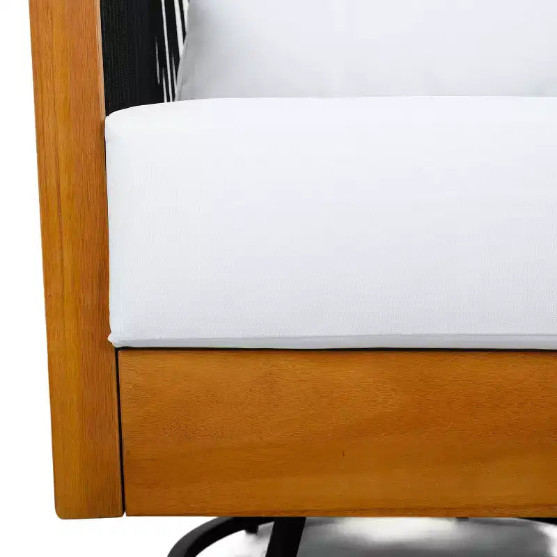 Christopher Knight Home Taeyang - Sedie Girevoli Moderne da Esterno in Acacia con Cuscini e Design in Corda (Set da 2)