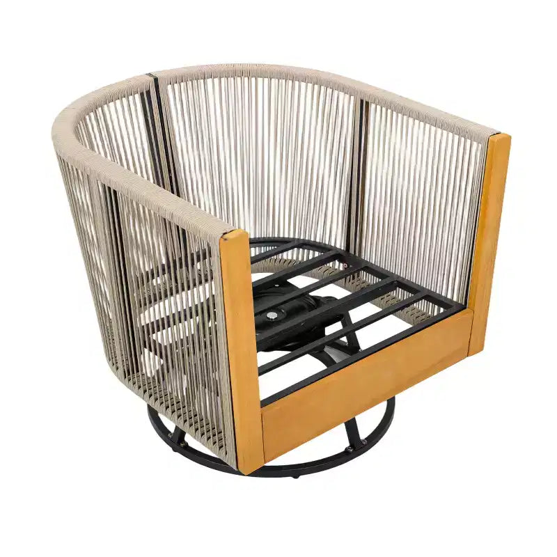 Christopher Knight Home Taeyang - Sedie Girevoli Moderne da Esterno in Acacia con Cuscini e Design in Corda (Set da 2)