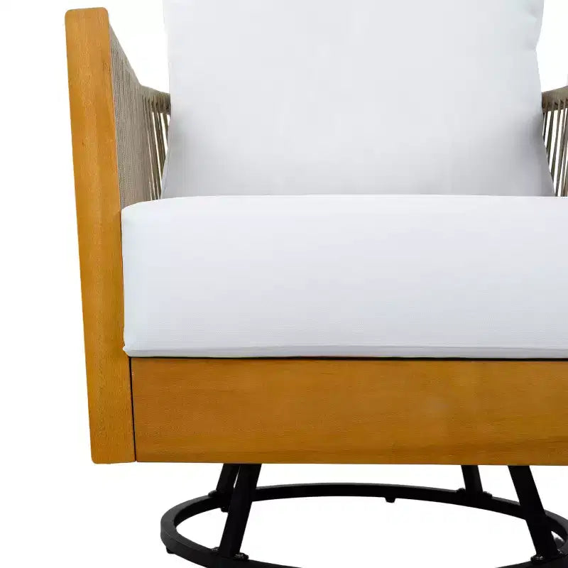 Christopher Knight Home Taeyang - Sedie Girevoli Moderne da Esterno in Acacia con Cuscini e Design in Corda (Set da 2)