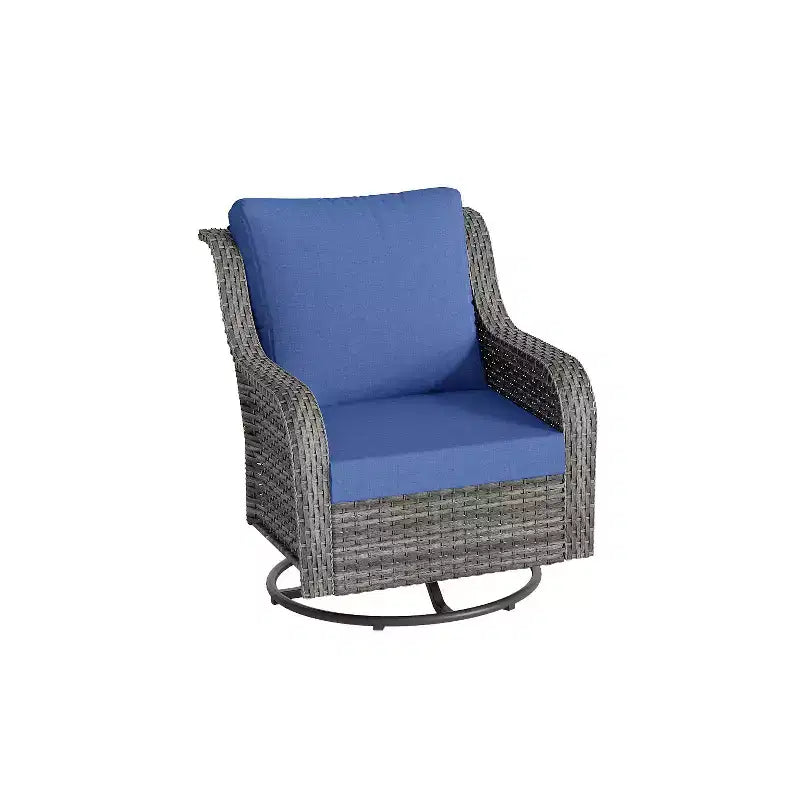 GDFStudio Leith Wicker and Iron Outdoor Swivel Rocking Chair with Cushion