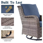 GDFStudio Leith Wicker and Iron Outdoor Swivel Rocking Chair with Cushion