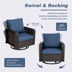 GDFStudio Leith Wicker and Iron Outdoor Swivel Rocking Chair with Cushion