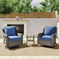 GDFStudio Leith Wicker and Iron Outdoor Swivel Rocking Chair with Cushion