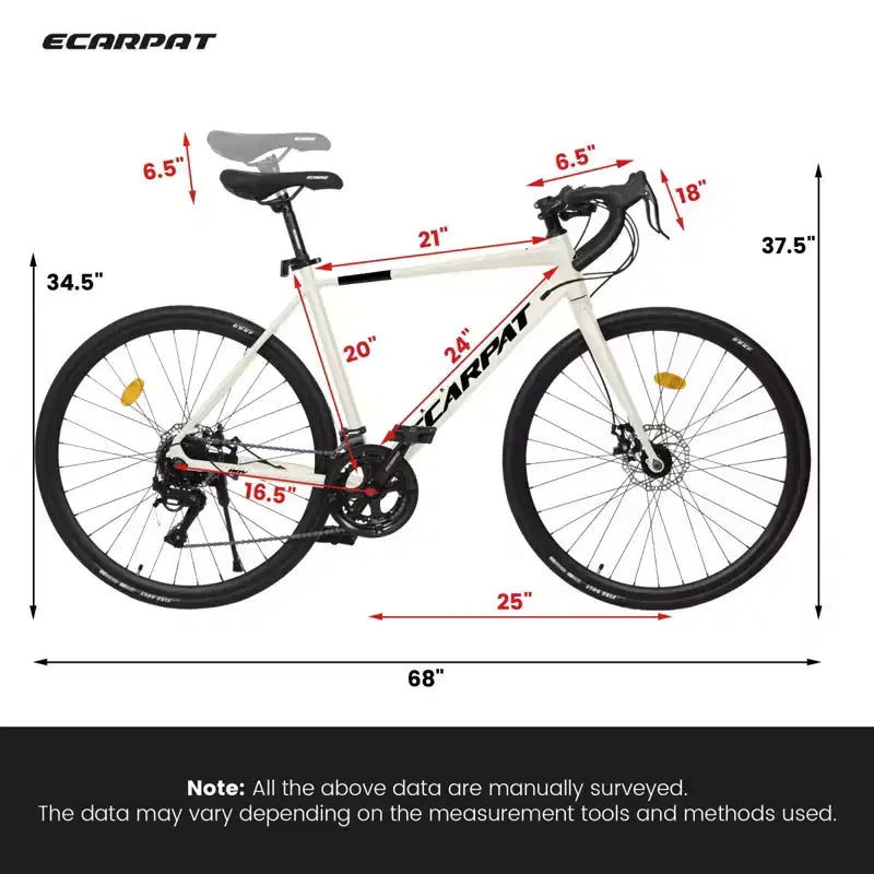 NAYSAYE Bicicletta da strada 700C 16 velocità, telaio leggero in alluminio con freni a disco doppi per uomo e donna, 68*18*37.5