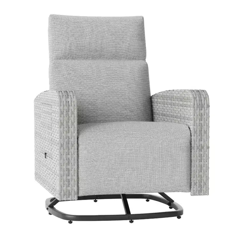 ALAULM Swivel Chair, Multi-functional Rattan Recliner w/Footrest, table tray Fully reclinable for patio, living rooms&bedrooms