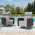 ALAULM Swivel Chair, Multi-functional Rattan Recliner w/Footrest, table tray Fully reclinable for patio, living rooms&bedrooms