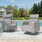 ALAULM Swivel Chair, Multi-functional Rattan Recliner w/Footrest, table tray Fully reclinable for patio, living rooms&bedrooms
