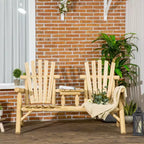Sedia Adirondack in Legno a 2 Posti, Panca da Giardino con Tavolino, Divanetto da Esterno per Falò per Veranda, Terrazza