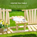 Sedia Adirondack in Legno a 2 Posti, Panca da Giardino con Tavolino, Divanetto da Esterno per Falò per Veranda, Terrazza