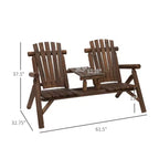 Sedia Adirondack in Legno a 2 Posti, Panca da Giardino con Tavolino, Divanetto da Esterno per Falò per Veranda, Terrazza