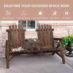 Sedia Adirondack in Legno a 2 Posti, Panca da Giardino con Tavolino, Divanetto da Esterno per Falò per Veranda, Terrazza