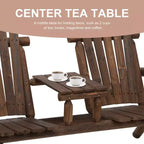 Sedia Adirondack in Legno a 2 Posti, Panca da Giardino con Tavolino, Divanetto da Esterno per Falò per Veranda, Terrazza