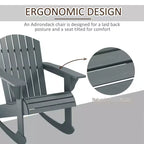 Wood Adirondack Outdoor Lounge Rocking Chair Fire Pit Seating with Slatted Wooden Design, Fanned Back