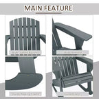 Wood Adirondack Outdoor Lounge Rocking Chair Fire Pit Seating with Slatted Wooden Design, Fanned Back