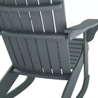 Wood Adirondack Outdoor Lounge Rocking Chair Fire Pit Seating with Slatted Wooden Design, Fanned Back