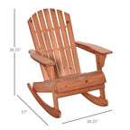 Wood Adirondack Outdoor Lounge Rocking Chair Fire Pit Seating with Slatted Wooden Design, Fanned Back