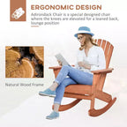 Wood Adirondack Outdoor Lounge Rocking Chair Fire Pit Seating with Slatted Wooden Design, Fanned Back