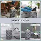 12 Patio Round Side Table, Outdoor Footstool, Garden Mosaic Accent Side Table, Plant Stand