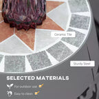 12 Patio Round Side Table, Outdoor Footstool, Garden Mosaic Accent Side Table, Plant Stand