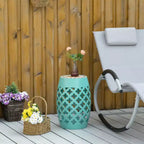 12 Patio Round Side Table, Outdoor Footstool, Garden Mosaic Accent Side Table, Plant Stand