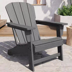 Set of 2 HDPE Folding Adirondack Patio Chairs with End Table, All Weather Outdoor Furniture for Backyard, Balcony, Poolside, Lawn, Fire Pit, Gray