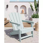 Set of 2 HDPE Folding Adirondack Patio Chairs with End Table, All Weather Outdoor Furniture for Backyard, Balcony, Poolside, Lawn, Fire Pit, Gray