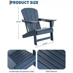 Set of 2 HDPE Folding Adirondack Patio Chairs with End Table, All Weather Outdoor Furniture for Backyard, Balcony, Poolside, Lawn, Fire Pit, Gray