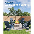 Set of 2 HDPE Folding Adirondack Patio Chairs with End Table, All Weather Outdoor Furniture for Backyard, Balcony, Poolside, Lawn, Fire Pit, Gray