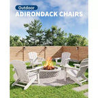 Set of 2 HDPE Folding Adirondack Patio Chairs with End Table, All Weather Outdoor Furniture for Backyard, Balcony, Poolside, Lawn, Fire Pit, Gray