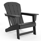 Set of 2 HDPE Folding Adirondack Patio Chairs with End Table, All Weather Outdoor Furniture for Backyard, Balcony, Poolside, Lawn, Fire Pit, Gray