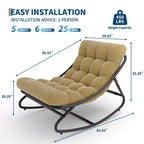 GustoWave Poltrona a Dondolo Papasan da Interno/Esterno, Poltrona a Uovo Oversize con Cuscino Spesso, Supporto 450 LBS, per Patio, Soggiorno