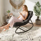 GustoWave Poltrona a Dondolo Papasan da Interno/Esterno, Poltrona a Uovo Oversize con Cuscino Spesso, Supporto 450 LBS, per Patio, Soggiorno