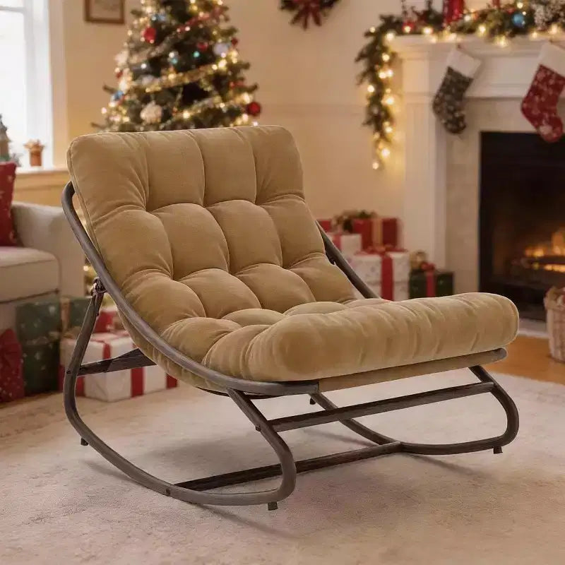 GustoWave Poltrona a Dondolo Papasan da Interno/Esterno, Poltrona a Uovo Oversize con Cuscino Spesso, Supporto 450 LBS, per Patio, Soggiorno
