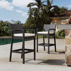 Set of 2 Outdoor Wicker Bar Stools,30 Bar Height Patio Barstools with Cushions,All-Weather Rattan Bar Chairs with Footrest for Backyard,Pool,Balcony