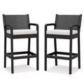 Set of 2 Outdoor Wicker Bar Stools,30 Bar Height Patio Barstools with Cushions,All-Weather Rattan Bar Chairs with Footrest for Backyard,Pool,Balcony