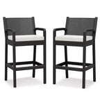 Set of 2 Outdoor Wicker Bar Stools,30 Bar Height Patio Barstools with Cushions,All-Weather Rattan Bar Chairs with Footrest for Backyard,Pool,Balcony