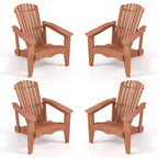 Costway 4PCS Solid Wood Garden Chair w/ High Backrest Wide Armrests & Contoured Seat