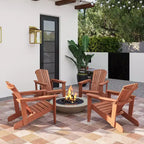 Sedia da giardino Costway 4 pz in legno massello con schienale alto, braccioli larghi e seduta sagomata