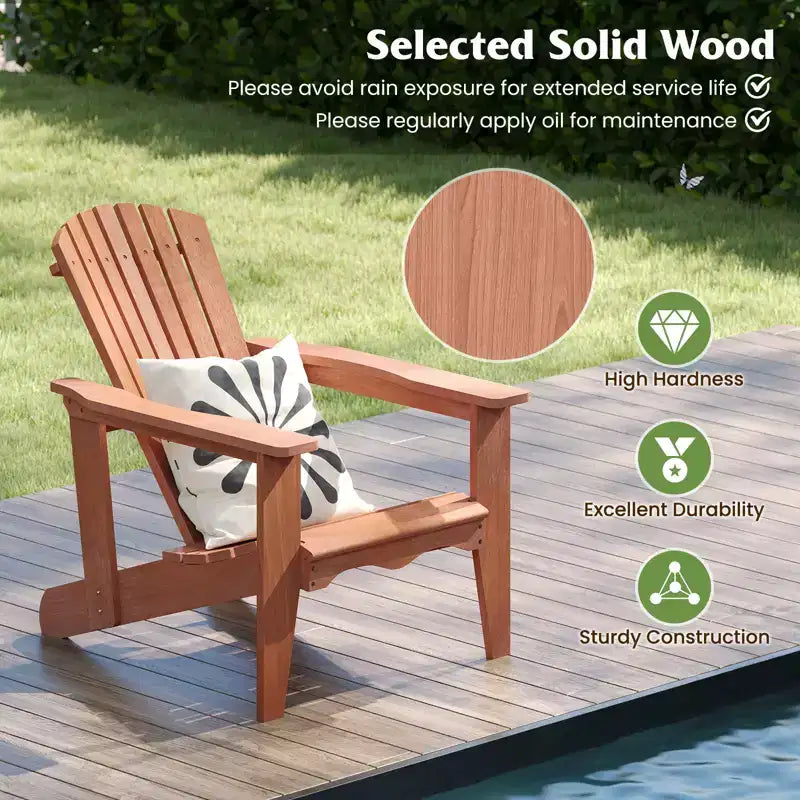 Sedia da giardino Costway 4 pz in legno massello con schienale alto, braccioli larghi e seduta sagomata