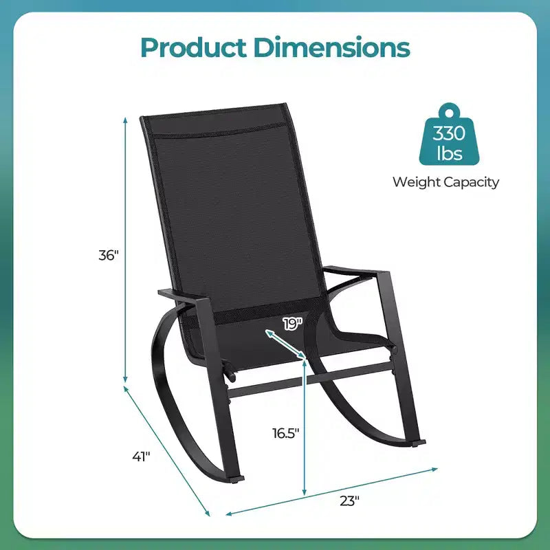 Costway 2 PCS Patio Rocking Chairs w/ Ergonomic Backrest Seat Safe Stoppers for Backyard