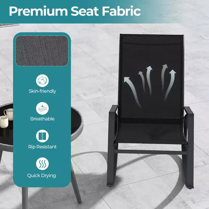 Costway 2 PCS Patio Rocking Chairs w/ Ergonomic Backrest Seat Safe Stoppers for Backyard