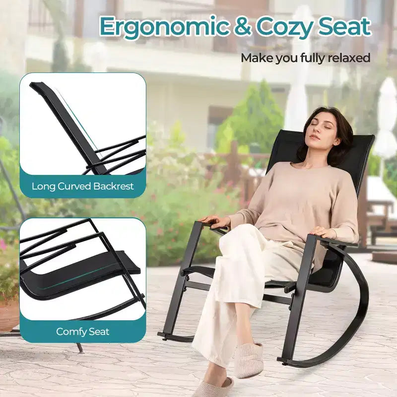 Costway 2 PCS Patio Rocking Chairs w/ Ergonomic Backrest Seat Safe Stoppers for Backyard