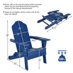Costway Folding Patio Adirondack Chair Weather Resistant Cup Holder Yard Navy
