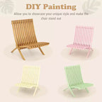 Costway Folding Patio Chair Teak Wood Outdoor Lounge Chair w/ Slatted Seat & Backrest