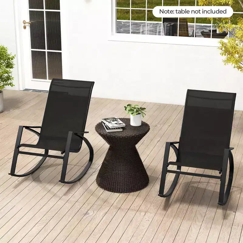 Costway 4 PCS Patio Rocking Chairs w/ Ergonomic Backrest Seat Safe Stoppers for Backyard