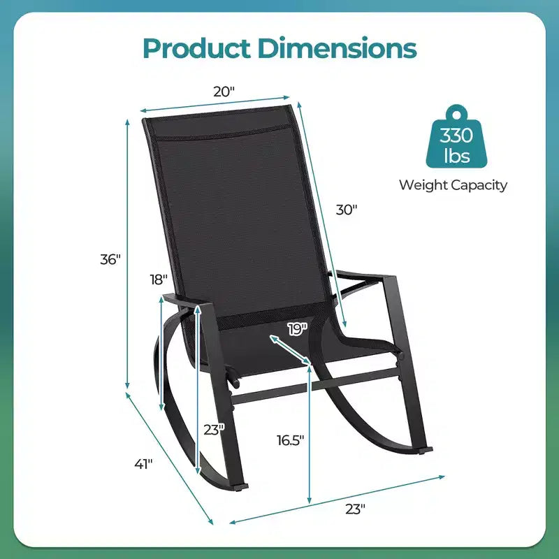 Costway 4 PCS Patio Rocking Chairs w/ Ergonomic Backrest Seat Safe Stoppers for Backyard